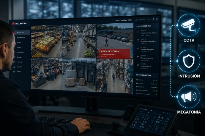 Gestión centralizada de videovigilancia, intrusión y seguridad