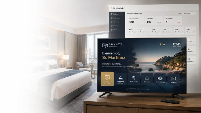 Sistema de gestión centralizada de TV Hospitality para hoteles